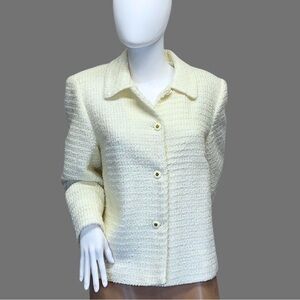 Requirements Brand Women's Soft Gold Threaded Size 14 Button Front Dress Jacket